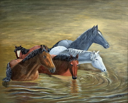 Osvežitev, akril-platno, 40x50 cm, 2012, Irena Gorenc